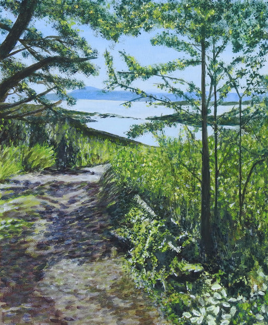 'Woodland trail to the sea' Irish Landscape Greeting Card